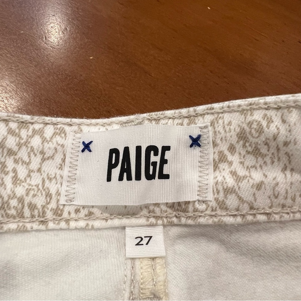 LIKE NEW PAIGE Hoxton Ultra Skinny Jean Sonoran Snakeskin Print‎ 27 White/Tan - Picture 12 of 16